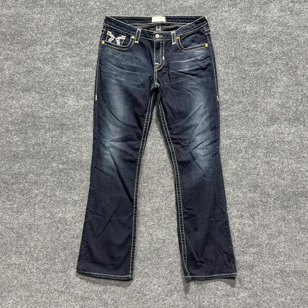 Big Star Maddie Boot Jeans Womens 32R Blue Dark Wash Mid Rise Bootcut Stretch